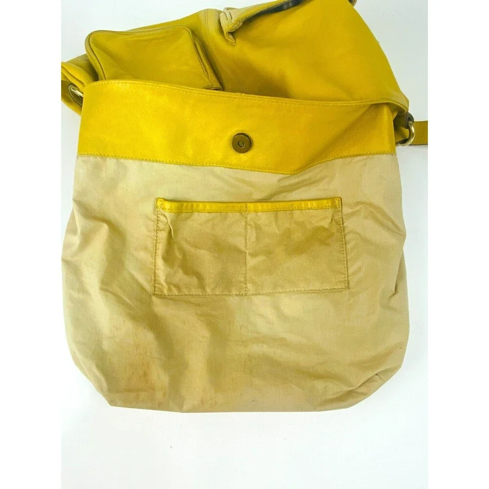 Toscani Italy Mustard Yellow Genuine Leather Slouchy Hobo Shoulder Bag Purse